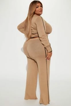 Fashion Nova Set Me Apart Sweater Pant Set - Taupe/combo Sweater Sets