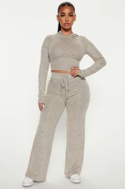 Fashion Nova Wide Leg Sets On A Break Pant Set - Oatmeal