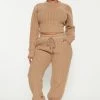 Fashion Nova Comfort First Cable Knit Pant Set - Taupe