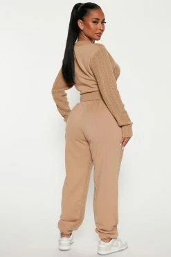 Fashion Nova Comfort First Cable Knit Pant Set - Taupe