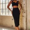 Fashion Nova Tulum Vibes Sweater Skirt Set - Black