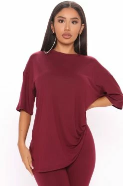 Fashion Nova Weekend Vibes Legging Set - Wine