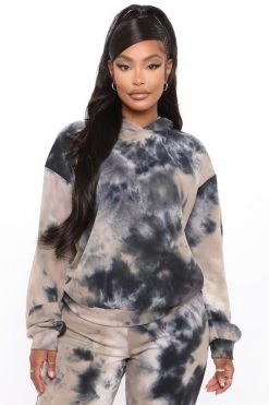 Fashion Nova Skip A Beat Tie Dye Hoodie And Jogger Set - Black/combo