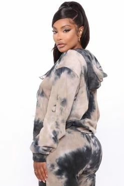 Fashion Nova Skip A Beat Tie Dye Hoodie And Jogger Set - Black/combo
