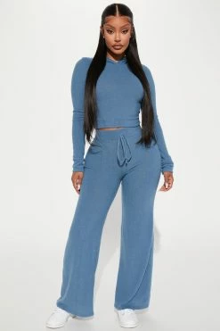 Fashion Nova On A Break Pant Set - Blue Wide Leg Sets