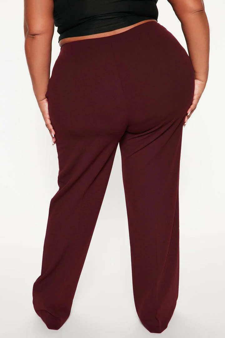 Fashion Nova Celine High Waist Button Pants - Burgundy