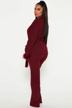 Fashion Nova Frisky Business Pant Set - Burgundy