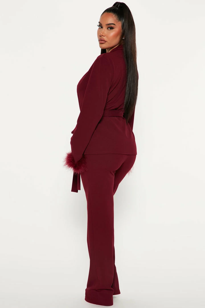 Fashion Nova Frisky Business Pant Set - Burgundy