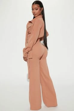 Fashion Nova Wide Leg Sets I've Arrived Cargo Pant Set - Camel
