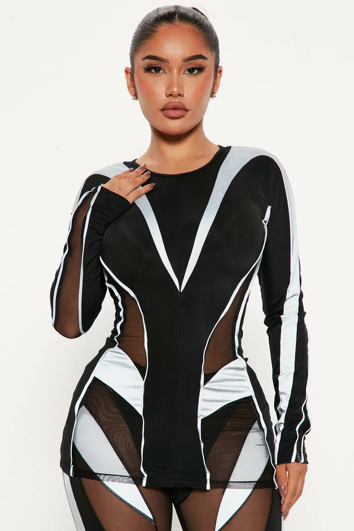 Fashion Nova Distinct Feelings Mesh Legging Set - Black/Grey