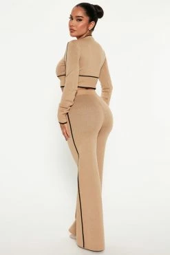 Fashion Nova Set Me Apart Sweater Pant Set - Taupe/combo Sweater Sets