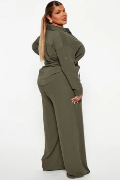 Fashion Nova Casual Days Pant Set - Olive Wide Leg Sets