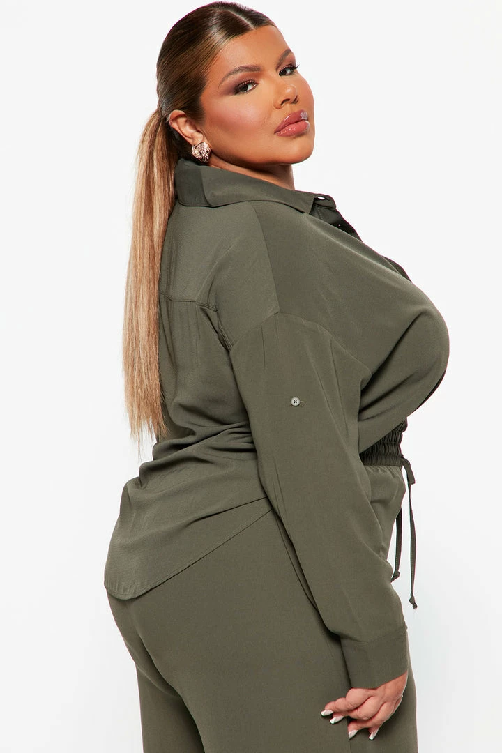 Fashion Nova Casual Days Pant Set - Olive Wide Leg Sets