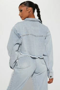 Fashion Nova Matching Separates Chit Chat Cropped Denim Jacket - Light Wash
