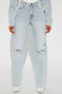 Fashion Nova Chit Chat Straight Leg Jeans - Light Wash