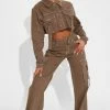 Fashion Nova Love Hurts Ankle Strap Cargo Jeans - Olive Matching Separates