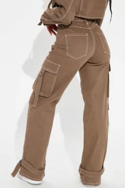 Fashion Nova Love Hurts Ankle Strap Cargo Jeans - Olive Matching Separates