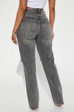 Fashion Nova Razzle Dazzle Embellished Straight Leg Jeans - Grey Matching Separates