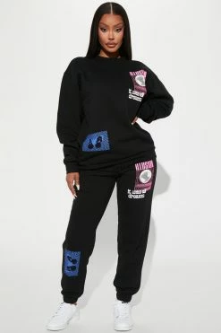 Fashion Nova Take It Easy Sweatshirt - Black Matching Separates