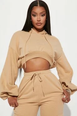 Fashion Nova Chill Days Cargo Pant Set - Taupe