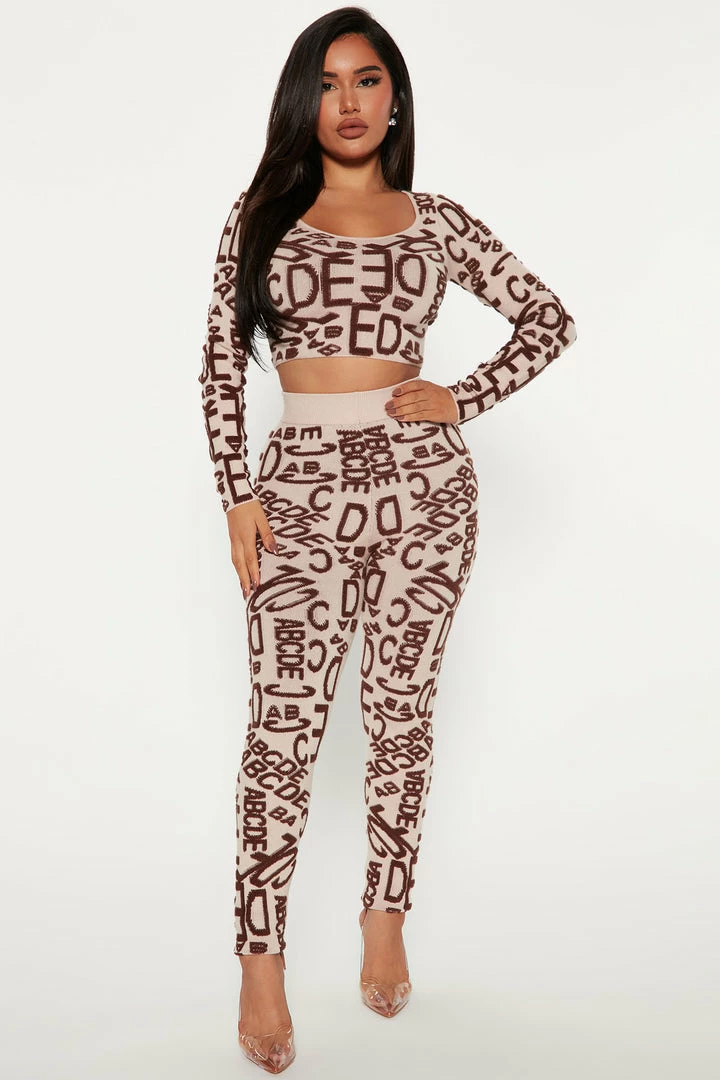 Fashion Nova Love Letters Sweater Pant Set - Mocha