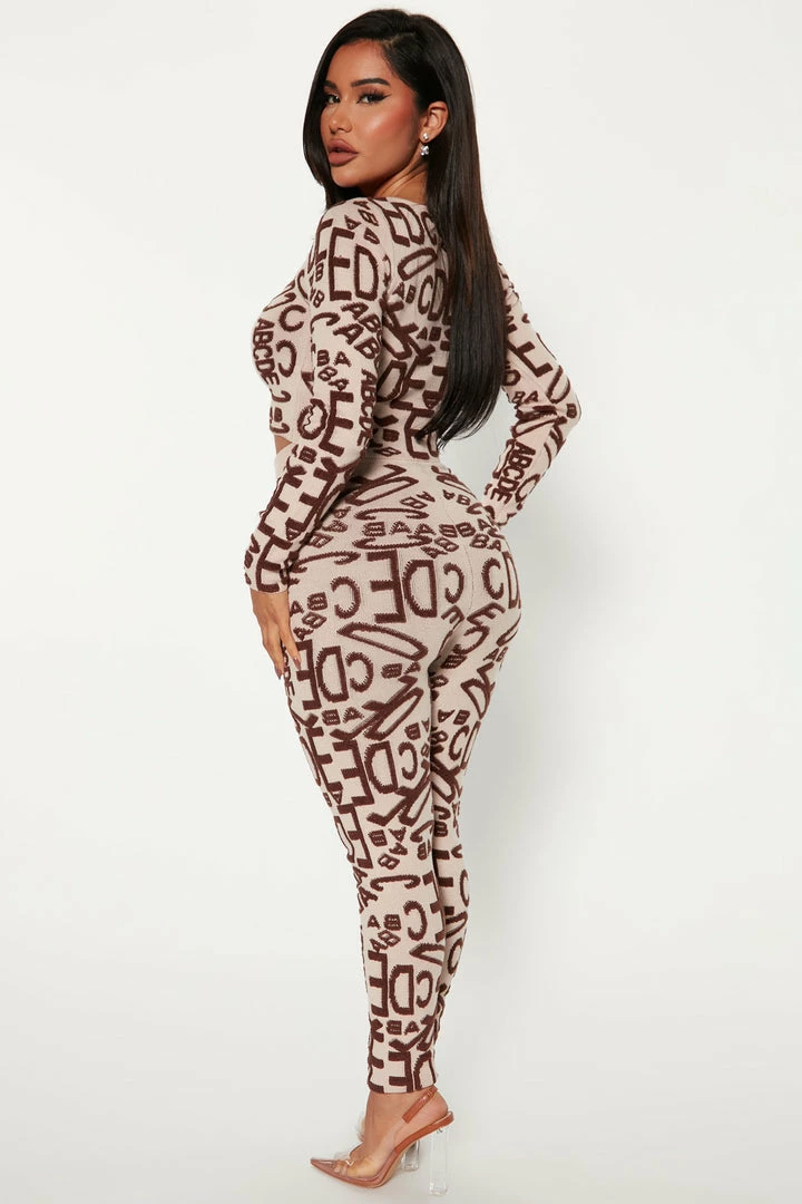 Fashion Nova Love Letters Sweater Pant Set - Mocha