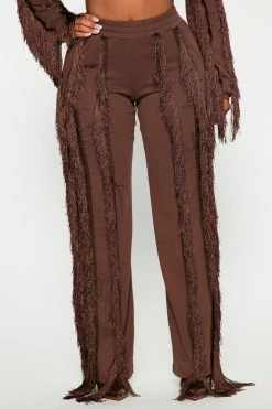Fashion Nova Just Shake It Fringe Jogger - Chocolate Matching Separates