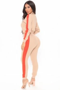Fashion Nova Sweater Sets Tag Team Sweater Jogger Set - Beige