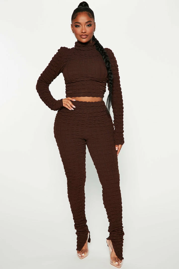 Fashion Nova Baddie Bubble Legging Set - Brown