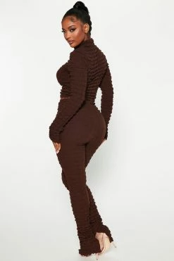 Fashion Nova Baddie Bubble Legging Set - Brown