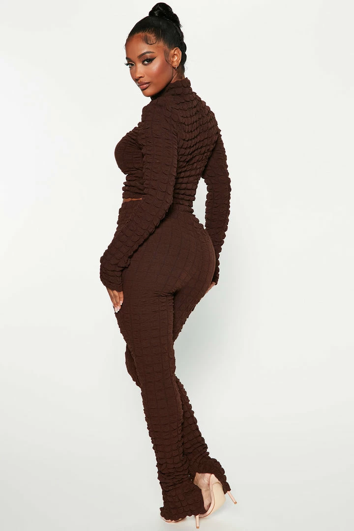 Fashion Nova Baddie Bubble Legging Set - Brown