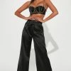 Fashion Nova Dazzling Nights Pant Set - Black Wide Leg Sets
