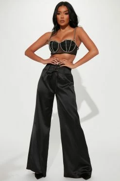 Fashion Nova Dazzling Nights Pant Set - Black Wide Leg Sets