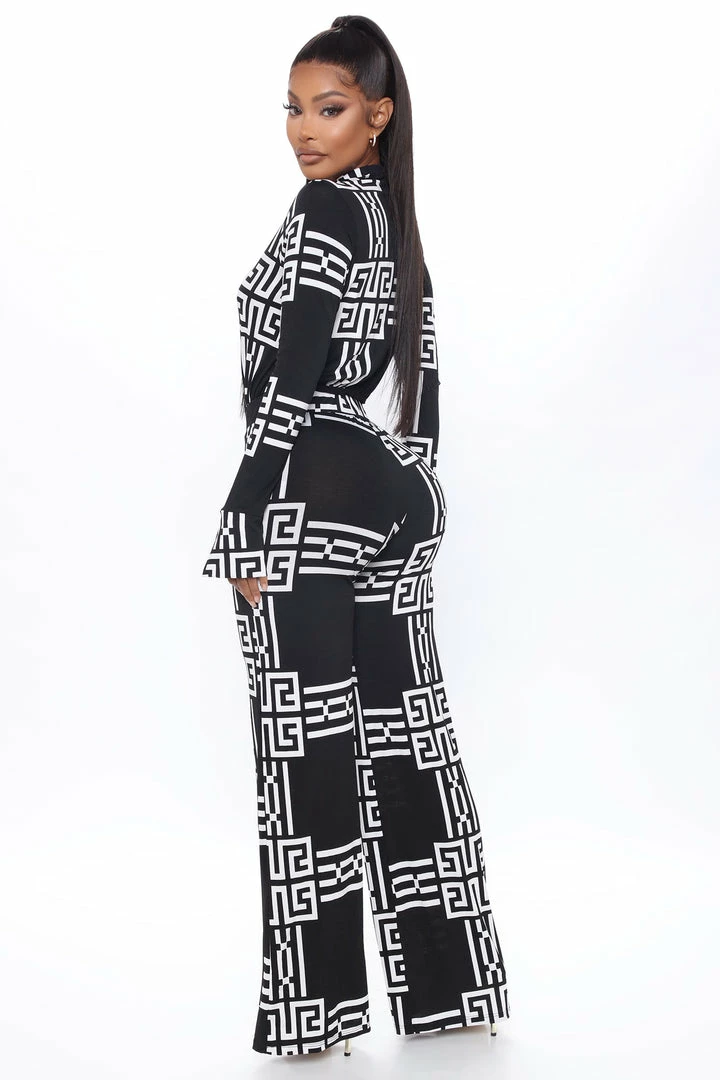 Fashion Nova On Repeat Pant Set - Black/White