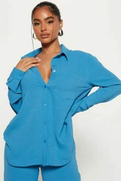 Fashion Nova Wide Leg Sets Makenzie Pant Set - Blue