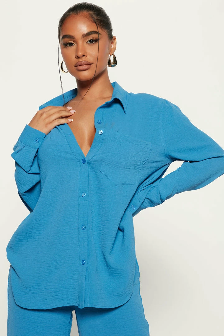 Fashion Nova Wide Leg Sets Makenzie Pant Set - Blue