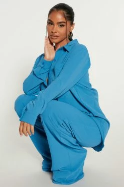 Fashion Nova Wide Leg Sets Makenzie Pant Set - Blue