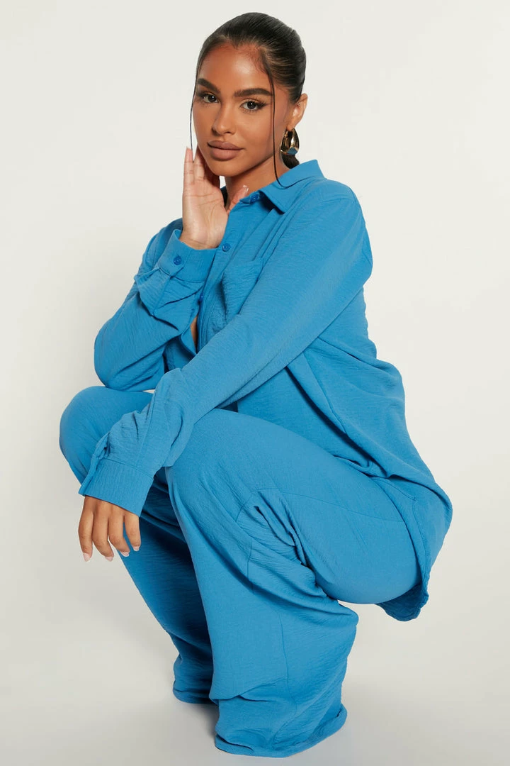 Fashion Nova Wide Leg Sets Makenzie Pant Set - Blue