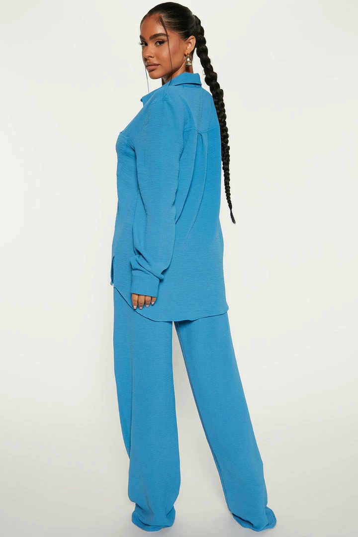 Fashion Nova Wide Leg Sets Makenzie Pant Set - Blue