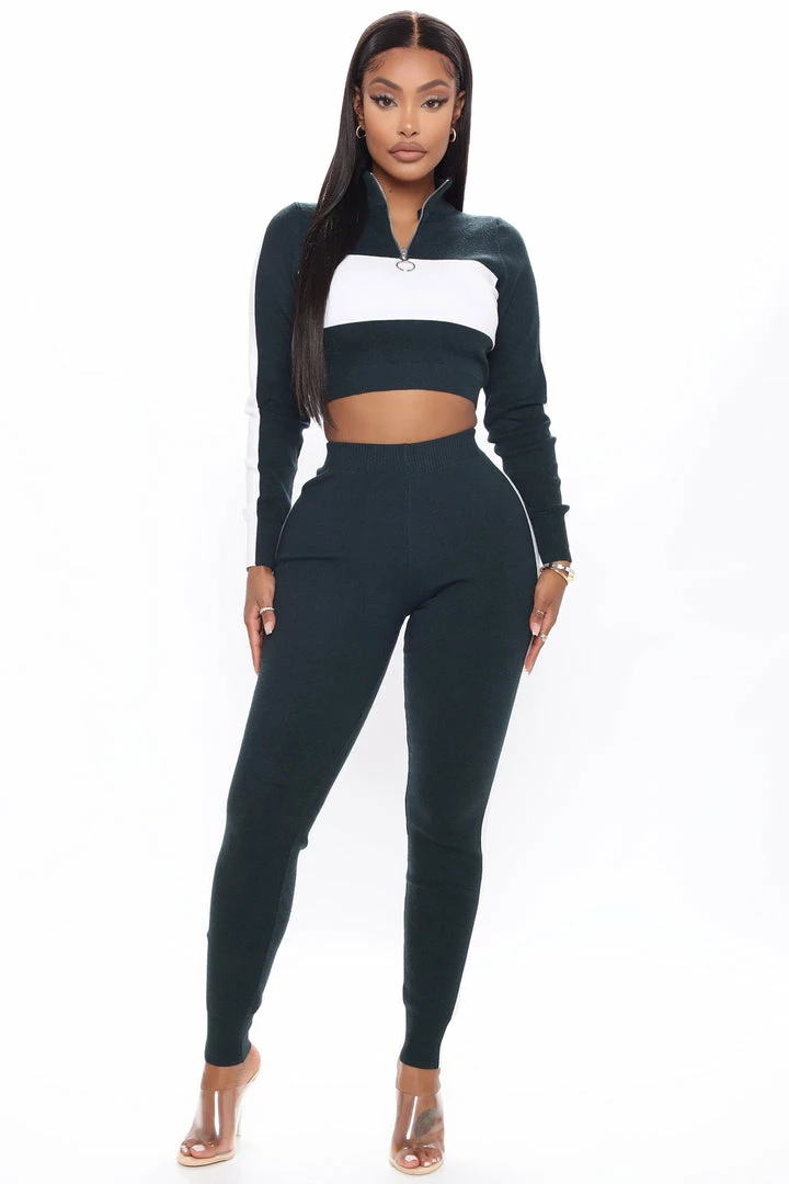 Fashion Nova Legging Sets Nothing To Lose Sweater Legging Set - Green/combo