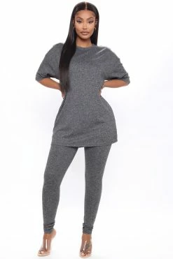 Fashion Nova Legging Sets Weekend Vibes Legging Set - Charcoal