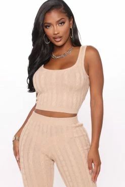 Fashion Nova The Best You Had 3 Piece Sweater Legging Set - Beige Legging Sets