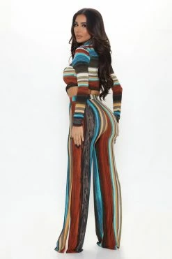 Fashion Nova Colette Pant Set - Teal/combo Wide Leg Sets
