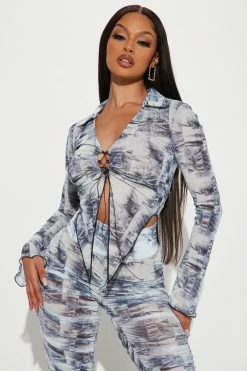 Fashion Nova Throwback Daze Pant Set - Navy/combo Legging Sets