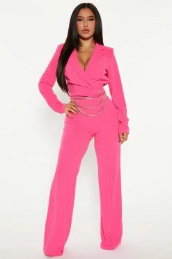 Fashion Nova Sheena Wide Leg Pant Set - Hot Pink