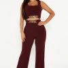 Fashion Nova Jessica Pant Set - Wine