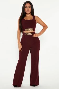 Fashion Nova Jessica Pant Set - Wine