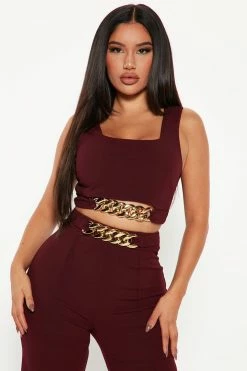 Fashion Nova Jessica Pant Set - Wine