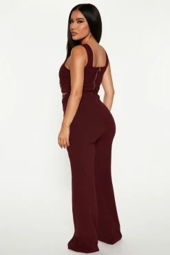 Fashion Nova Jessica Pant Set - Wine