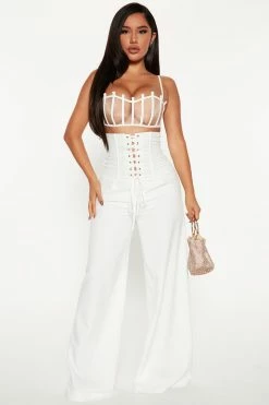 Fashion Nova Carolina Corset Pant Set - White